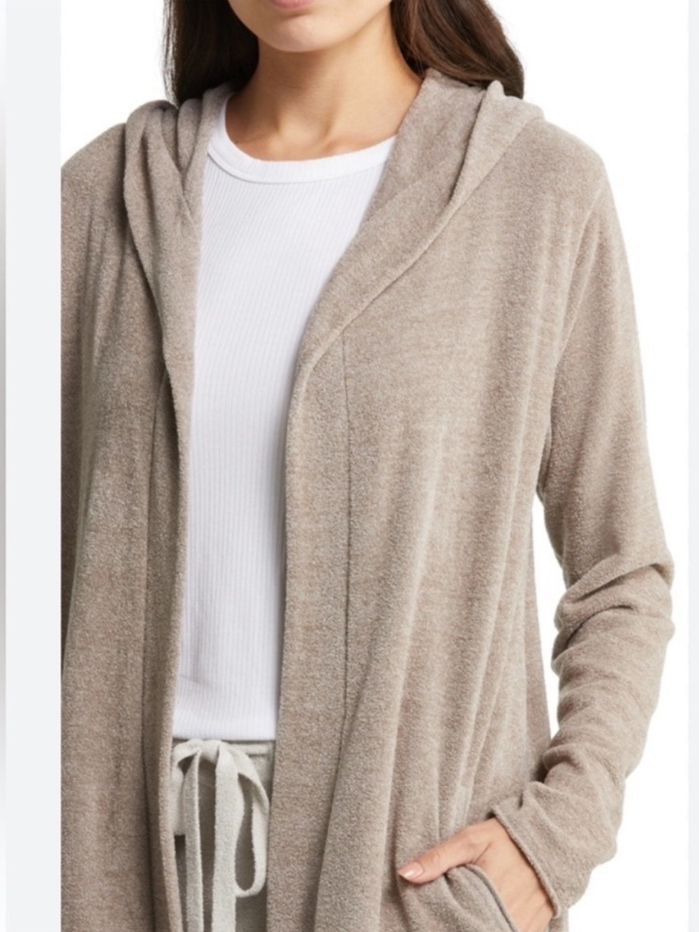 Barefoot Dreams CozyChic Lite Hooded Resort Cardigan Size Medium - Picture 2 of 6